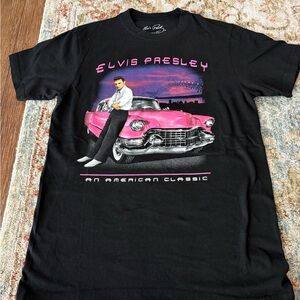 Elvis Presley Graphic Tee Shirt pink Classic Car